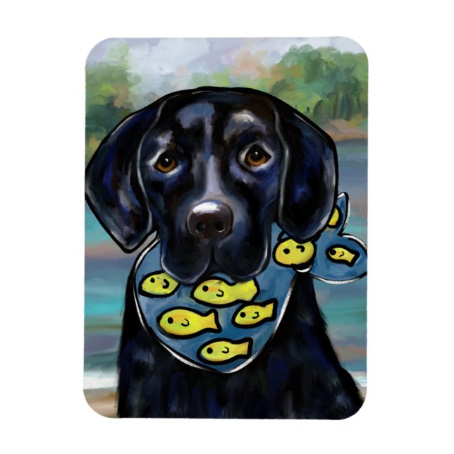 Svart Labrador Retriever Magnet (Vertikal)