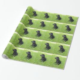 Svart Labrador Retriever På Gräs Presentpapper