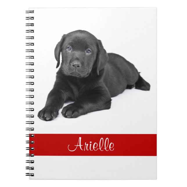 Svart labrador Retriever Personlig bärbar dator Anteckningsbok Med Spiral (Framsidan)