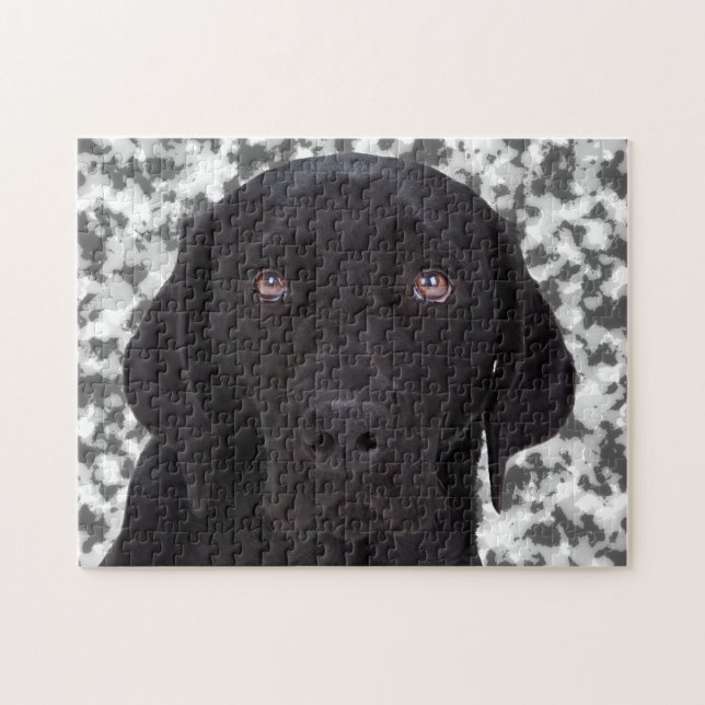Svart Labrador Retriever Pussel (Horisontell)