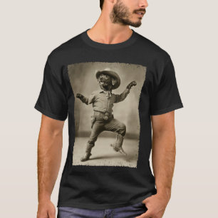 Svart Labrador Retriever Rolig Hund Cowboy T Shirt