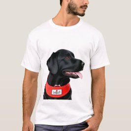 Svart Labrador Retriever som bär en röd halsband T Shirt