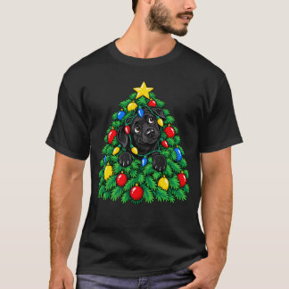 Svart Labrador Retriever som tittar på julgranen T Shirt