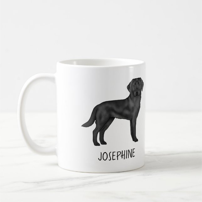 Svart Labrador Retriever Söt Lab Hund Anpassat Nam Kaffemugg (Vänster)