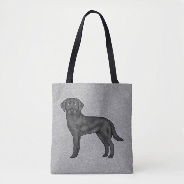 Svart Labrador Retriever Söt Tecknad Hund Grå Tygkasse (Framsida)