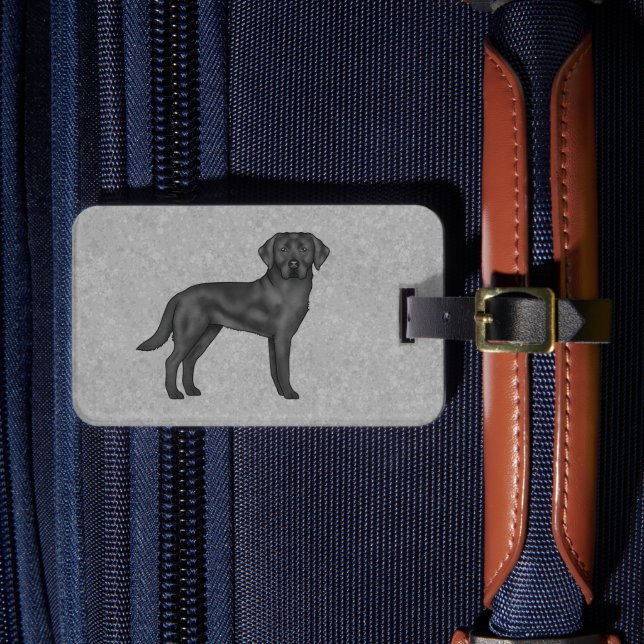 Svart Labrador Retriever Söt Tecknad Lab Hund Grå Bagagebricka (Framsida Insitu 4)