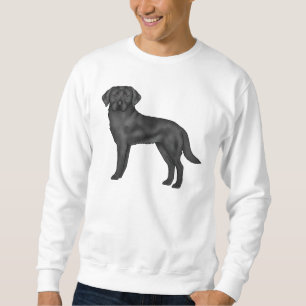 Svart Labrador Retriever Sött Tecknat Hundtryck Lång Ärmad Tröja