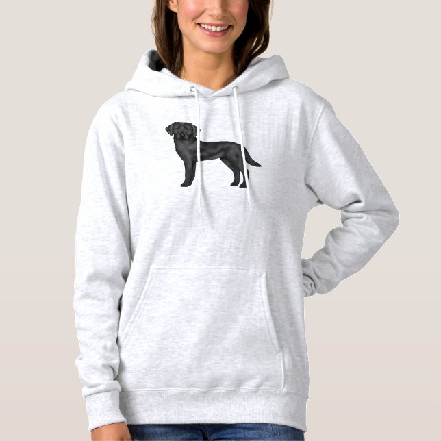 Svart Labrador Retriever Tecknad Hund Design T Shirt (Framsida)
