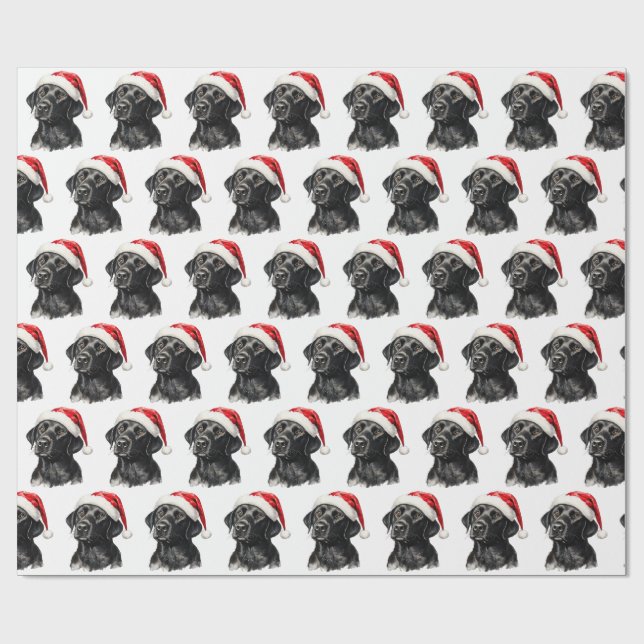Svart Labrador Retriever till jul  Presentpapper (Platt)