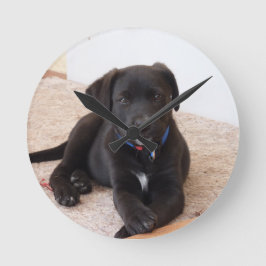 Svart Labrador Retriever Valp Rund Klocka