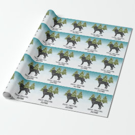 Svart Labrador Retriever Vinter Skog Anpassad Text Presentpapper