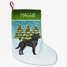 Svart Labrador Retriever Vinter Skog Anpassat Namn