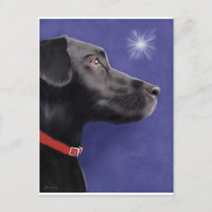 Svart Labrador Retriever - Wish på en stjärna Helg Vykort