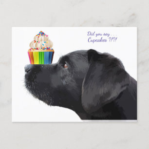 Svart Labrador - Sa du Cupcakes - Hundälskare Vykort