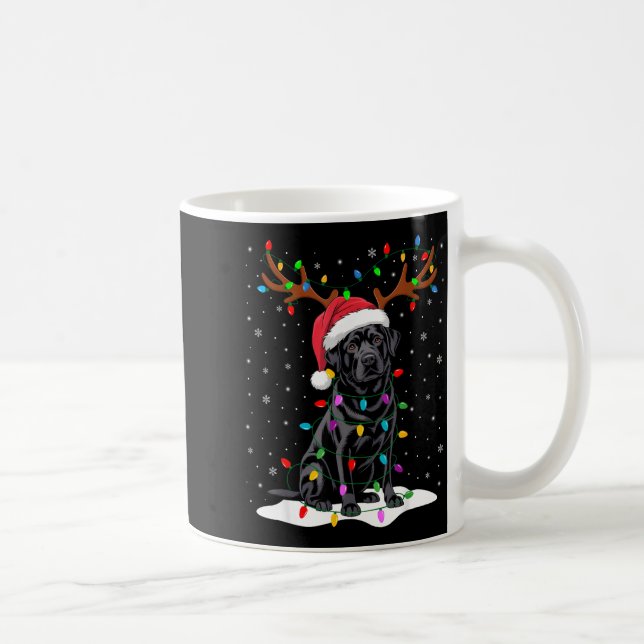 Svart Labrador Santa Hatt Ren Träd Ljus Jul Kaffemugg (Höger)
