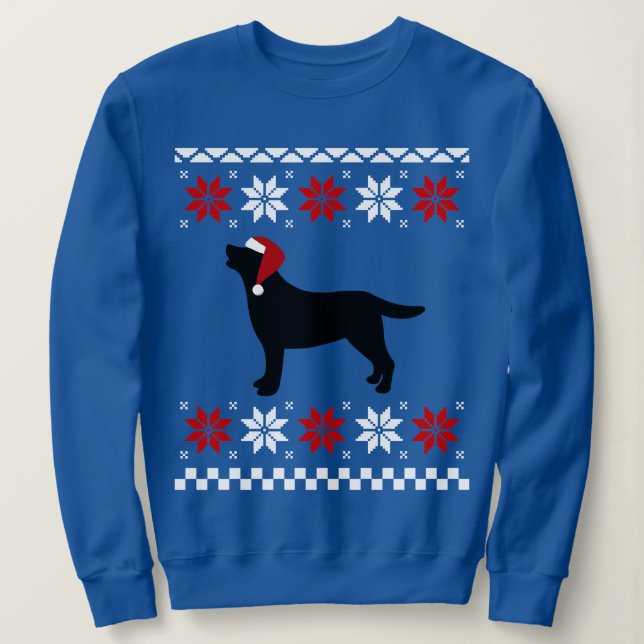 Svart Labrador SilhouetteSanta jul T-shirt (Design framsida)