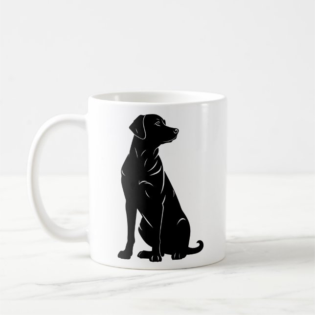 Svart labrador silhuett illustration  kaffemugg (Vänster)