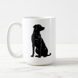 Svart labrador, silhuette-illustration kaffemugg