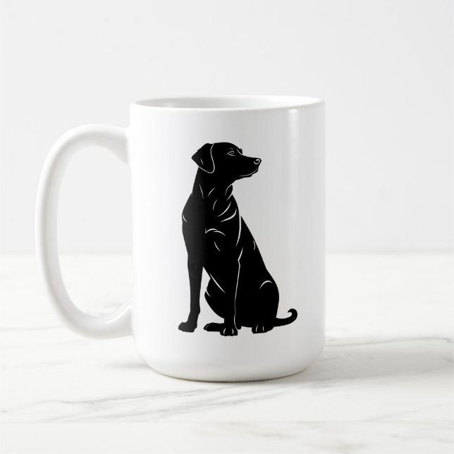 Svart labrador, silhuette-illustration kaffemugg (Vänster)