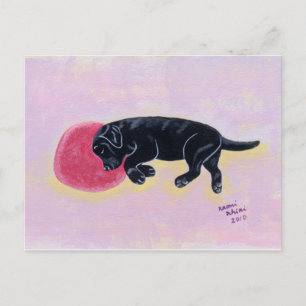 Svart labrador Sleeping Painting Vykort