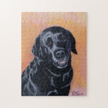 Svart Labrador Smiling Painting