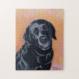 Svart Labrador Smiling Painting Pussel