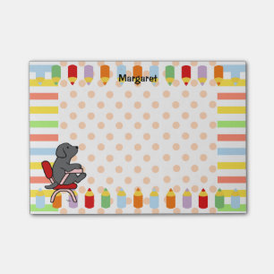 Svart Labrador student 1 Post-it Block