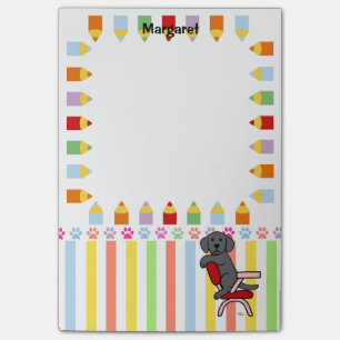 Svart Labrador student 3 Post-it Block
