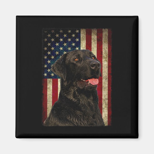 Svart Labrador T Tröja Present Usa Flagga Lab Ägar Magnet (Framsidan)