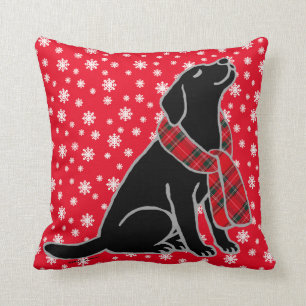 Svart Labrador TartanScarf 2 Kudde
