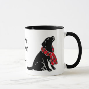 Svart Labrador TartanScarf 2 Mugg