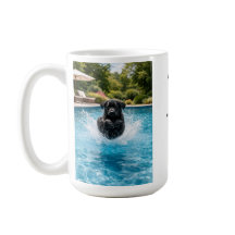 Svart Labrador-valp dyker i poolen