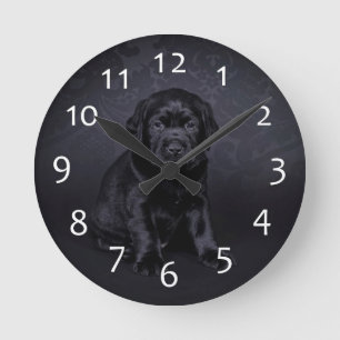Svart Labrador valp Rund Klocka