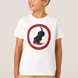Svart Labrador valp- & Santa hattjul Tee