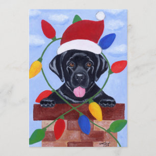 Svart Labrador Valp Tomte Jul Inbjudningar