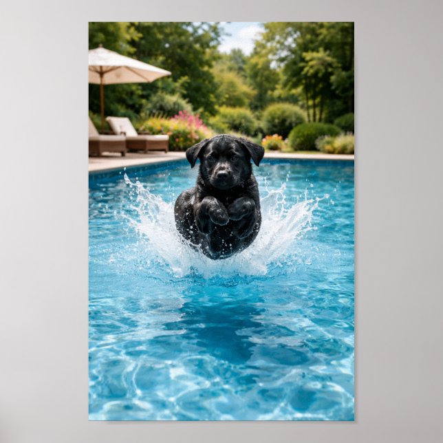 svart Labrador Valpdykning  Poster (Framsidan)