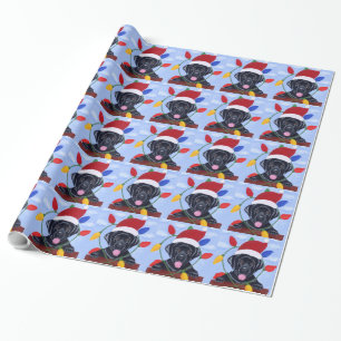 Svart Labrador valpjul Santa Presentpapper