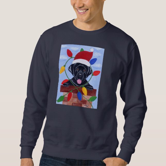 Svart Labrador valpjul Sweatshirt (Framsida)