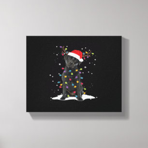 Svart Labrador Xmas Hund Julgran Ljus Klass Canvastryck