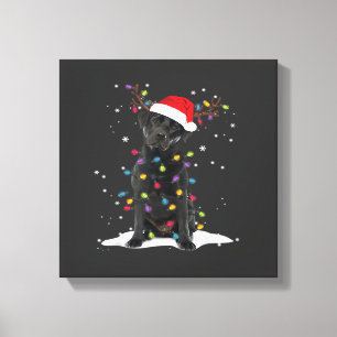 Svart Labrador Xmas Hund Julgran Ljuskategori Canvastryck