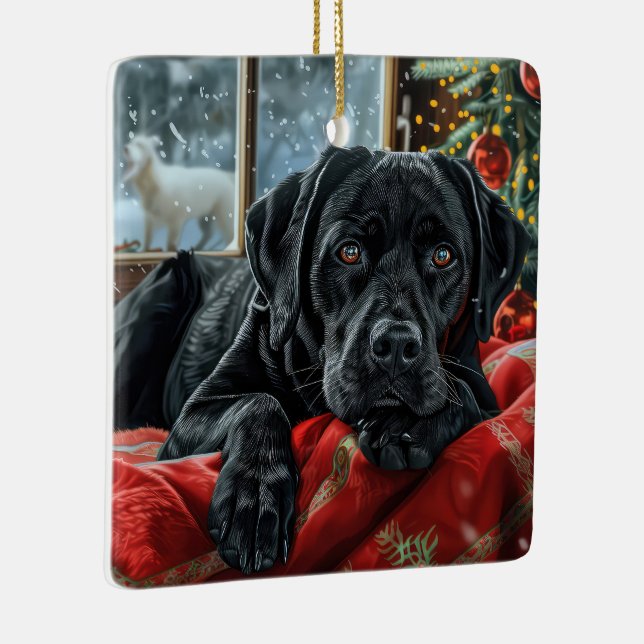 Svart Labradorhund Jul Festlig Julgransprydnad Keramik (Höger)