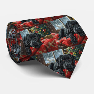 Svart Labradorhund Jul Festlig Slips