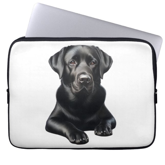 Svart Labradorhund Laptop Fodral (Framsidan)