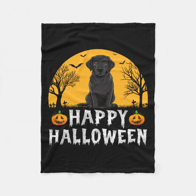 Svart Labradorhund Män Kvinnor Barn Glad Halloween Fleecefilt (Framsidan)
