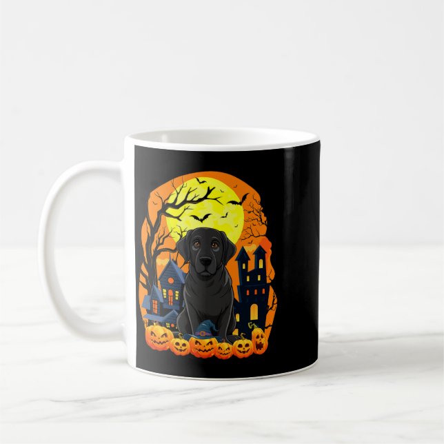 Svart Labradorhund med pumpor Roligt skrämmande Kaffemugg (Vänster)