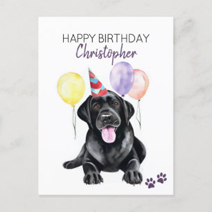 Svart Labradorhund Personlig Glad Födelsedag Vykort