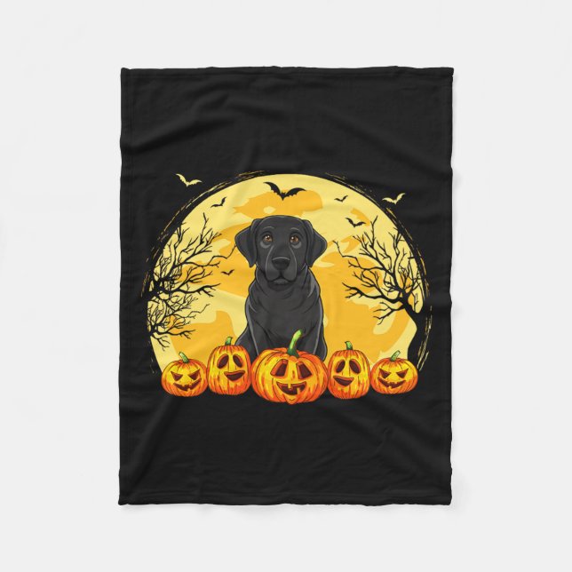 Svart Labradorhund Pumpa Halloween Kostym Män Fleecefilt (Framsidan)