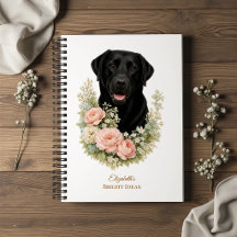 Svart Labradors blomsterporträtt