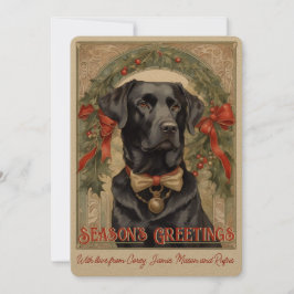 Svart Labradors julkort i vintage stil