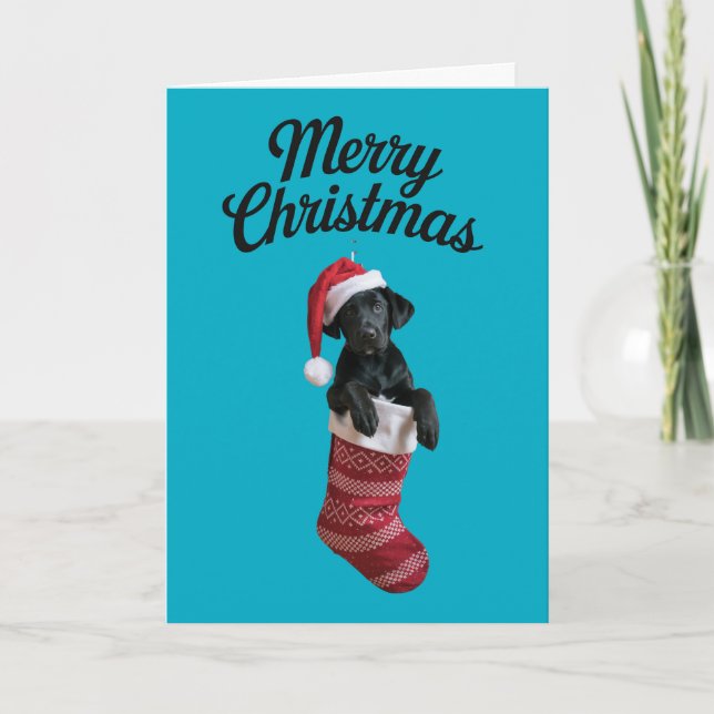 Svart Labradors julstrumpa Kort (Framsida)